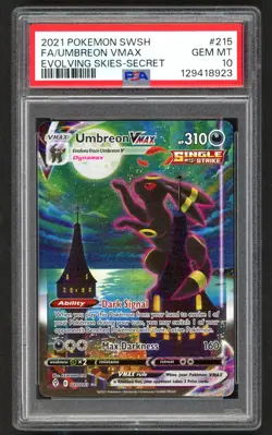 Pokemon Cards - PSA 10 Umbreon Vmax 215/203 - Moonbreon Evolving Skies GEM MT - Image 1
