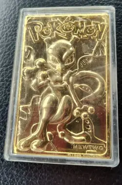 1999 Pokemon MEWTWO 23K GOLD PLATED Trading Card Nintendo Authentication Card - Image 2