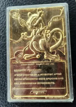 1999 Pokemon MEWTWO 23K GOLD PLATED Trading Card Nintendo Authentication Card - Image 5
