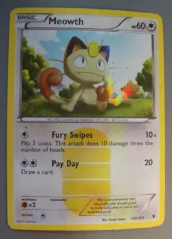 2011 Pokemon Meowth 102/101 Noble Victories Secret Rare Holo LP - Image 1