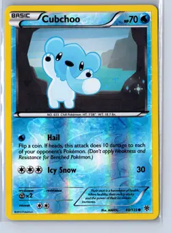Pokemon: Plasma Storm Cubchoo #40/135 Common,Reverse Holo .VO5 - Image 1