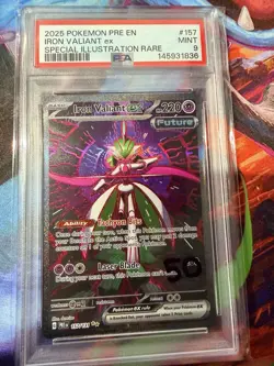 2025 Pokemon Prismatic Evolutions Iron Valiant EX #157 SIR PSA 9 - Image 1