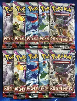 Pokemon 2023 Scarlet & Violet Paldea Evolved Booster Pack Lot X10 Artset SV Nm M - Image 1