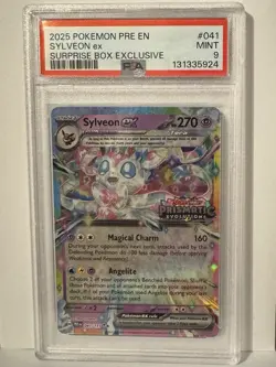2025 Sylveon EX #41 Pokemon Prismatic Evolutions Stamped Surprise Box PSA 9 - Image 1