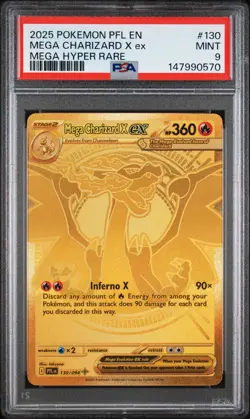 2025 POKEMON PFL EN-PHANTASMAL FLAMES MEGA HYPER RARE MEGA CHARIZARD X EX PSA 9 - Image 1