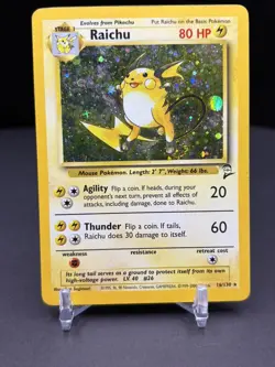 Pokemon TCG Raichu Holo Rare Base Set 2 (2000) 16/130 WOTC MP - Image 1