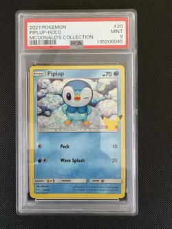 2021 Pokemon McDonald's Collection Piplup Holo PSA 9 Mint #20 - Image 1