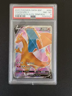2020 Pokemon SWSH BSP Champions Path Elite Trainer Charizard V, PSA 8 - Image 1