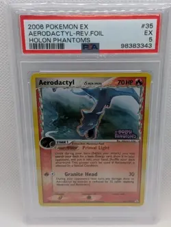 2006 POKEMON EX HOLON PHANTOMS #35 AERODACTYL-REVERSE FOIL PSA 5 - Image 1