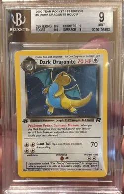 BGS 9 Team Rocket 1st Edition Dark Dragonite 5/82 Vintage 2000 Pokemon Card - Image 1