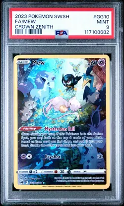 2023 Pokemon Sword & Shield Crown Zenith MEW PSA 9 #GG10 - Image 1