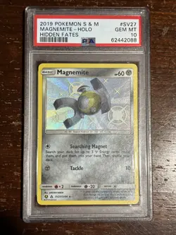 2019 Pokemon Hidden Fates Magnemite Holo SV27/SV94 Free Shipping PSA 10 - Image 1