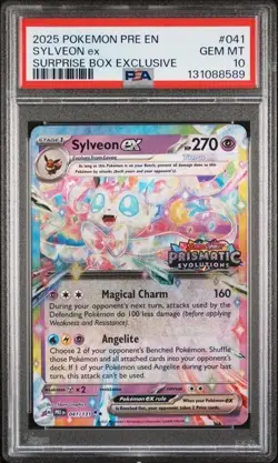 PSA 10 - 2025 Pokemon Prismatic Evolutions Suprise Box SYLVEON EX #041 (8589) - Image 1