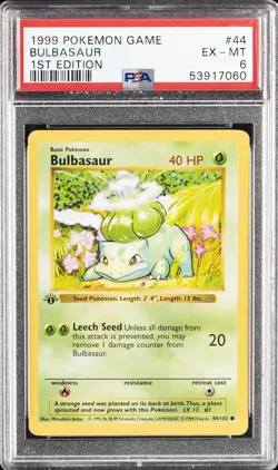 1999 POKEMON GAME 1ST EDITION #44 BULBASAUR PSA 6 - Image 1
