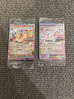 Pokemon Prismatic Evolutions Stamped Promo Lot 2 Sylveon Flareon NM - Sealed - Image 1
