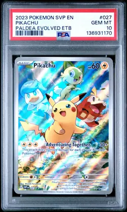 2023 POKEMON SVP EN-SV BLACK STAR PROMO #027 PIKACHU PSA 10 - Image 1
