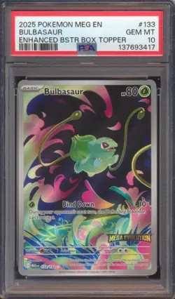 2025 POKEMON MEGA EVOLUTION BULBASAUR ENHANCED BOOSTER TOPPER #133 PSA 10! - Image 1