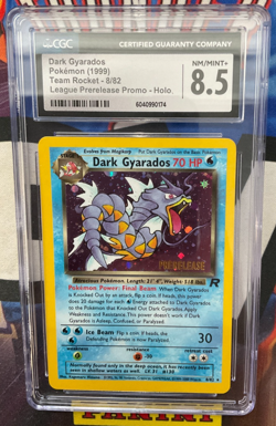 1999 Pokemon Dark Gyarados Team Rocket 8/82 League Prerelease Promo Holo CGC 8.5 - Image 1