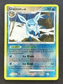 Pokemon Rising Rivals Glaceon Lv 42 41/111 Reverse Holo LP - Image 1