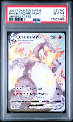 2021 POKEMON SWORD & SHIELD SHINING FATES #SV107 FULL ART/CHARIZARD VMAX PSA 10 - Image 1