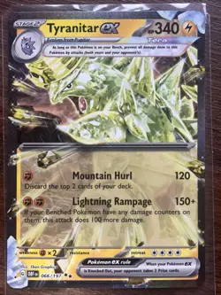 Tyranitar ex 66/197 2023 Obsidian Flames Holo Double Rare - Image 1