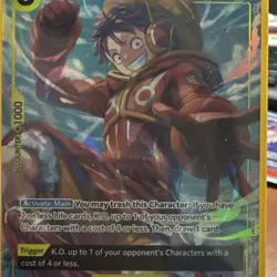 Bandai Monkey.D.Luffy OP07-109 SR Character 6000 One Piece CCG promo card - Image 2