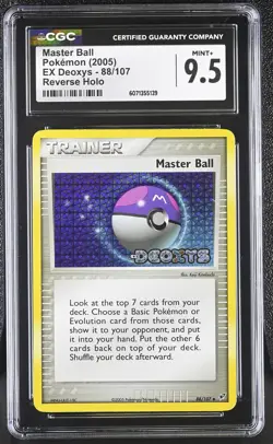 CGC 9.5 MINT+ Master Ball EX Deoxys 88/107 Reverse Holo STAMPED Pokemon Card - Image 1