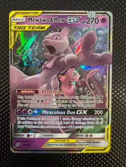 Pokemon Mewtwo & Mew GX Ultra Rare Holo SM - Unified Minds 2019 71/236 NM - Image 2