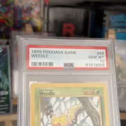 1999 Pokemon Base Set Unlimited #69 Weedle Gem Mt PSA 10 - Image 2