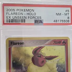 Pokemon TCG 2005 EX Flareon Reverse Holo Unseen Forces #5/115 PSA 8 - Image 3