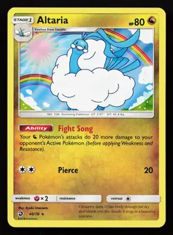 Altaria 40/70 Holo Rare Dragon Majesty Pokemon Card - Image 1
