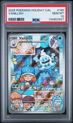 2025 Pokemon Vanillish 190/182 Holiday Calendar Stamped Full Art Promo PSA 10 - Image 1