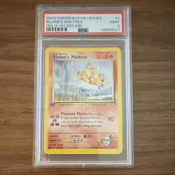 Pokemon Blaine's Moltres Gym Heroes 1st Edition Holo PSA 9 #1/132 2000 - Image 1