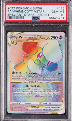 2022 POKEMON SWORD & SHIELD BRILLIANT STARS FULL ART/WHIMSICOTT VSTAR PSA 10 - Image 1