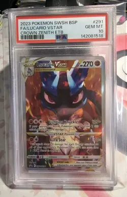2023 POKEMON SWSH BLACK STAR PROMO #291 FULL ART/LUCARIO VSTAR PSA 10 - Image 1