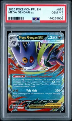 2025 POKEMON PFL EN-PHANTASMAL FLAMES #056 MEGA GENGAR EX PSA 10 - Image 1