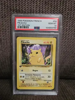 PSA 10 GEM MINT Pikachu 1st Edition 58/102 Pokemon French Base Set - Image 1