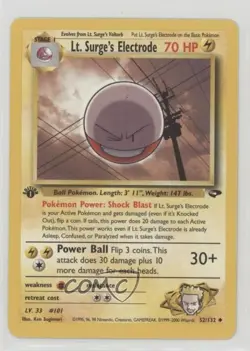 Lt Surge's Electrode 1st Ed. Pokemon Gym Challenge #52 2000 - Image 1