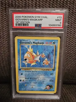 First Edition 2000 Pokemon Gym Challenge 73/132 Giovanni's Magikarp PSA Mint 9 - Image 1