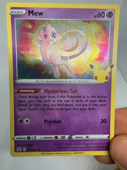 Pokemon TCG Mew 011/025 Celebrations 25th Anniversary Holo W/ Top Loader Case - Image 1