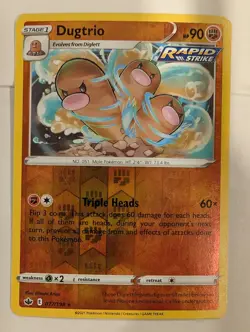 Dugtrio 077/198 Chilling Reign Pokemon Reverse Holo Foil Rare Nice! - Image 1