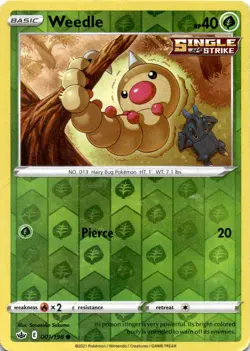 WEEDLE 001/198 C CHILLING REIGN POKEMON REVERSE HOLO MP - Image 1