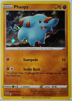 Perfect HD Fart Swirl 🌀 Phanpy SWSH117 Cosmos Holo Rare Pokemon TCG Black Star - Image 1