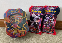 Mega Charizard EX Tin + 2 Destined Rivals Blister Packs SEALED - Pokemon TCG - Image 1