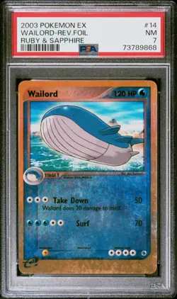 Pokemon EX Ruby & Sapphire Wailord 14/109 Reverse Holo Rare reverse PSA 7 NM - Image 1