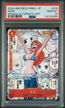 One Piece TCG – Nami PRB01-016 R★ – Japanese Manga Alternate Art – PSA 10 GEM MT - Image 1