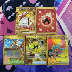 Pokemon TCG | Mixed Sets English Gold Secret Rare X5 Card Bundle - Image 1