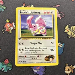 1st Edition Brock’s Lickitung 41/132 MP -Vintage Pokemon Card- Gym Heroes (8q) - Image 1