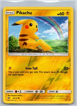 Pikachu 28/73 Common Shining Legends Pokemon Reverse Holo Lightly Played - Image 1