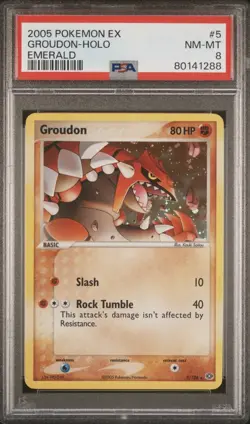 Pokemon Groudon 5/106 Emerald Holo PSA 8 - Image 1